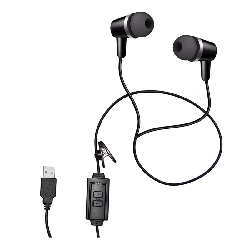 USB-In-Ear-Kopfhörer für Transkription – Produktansicht